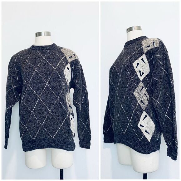 Vintage Izod Golf Plaid Sweater Grunge Boyfriend Dad Grandpa M Medium - Picture 1 of 7